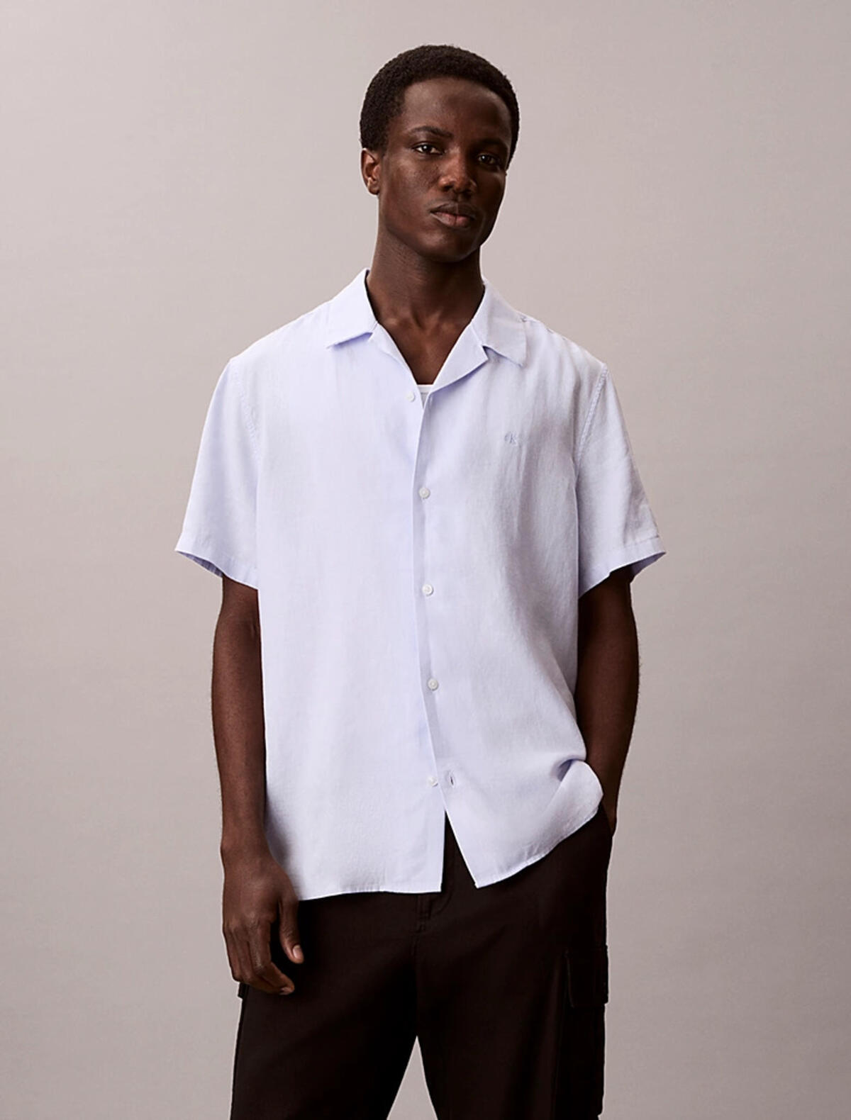 Calvin Klein SS CMP CLR SLD LINEN, 3T4, S Mavi Erkek Gömlek