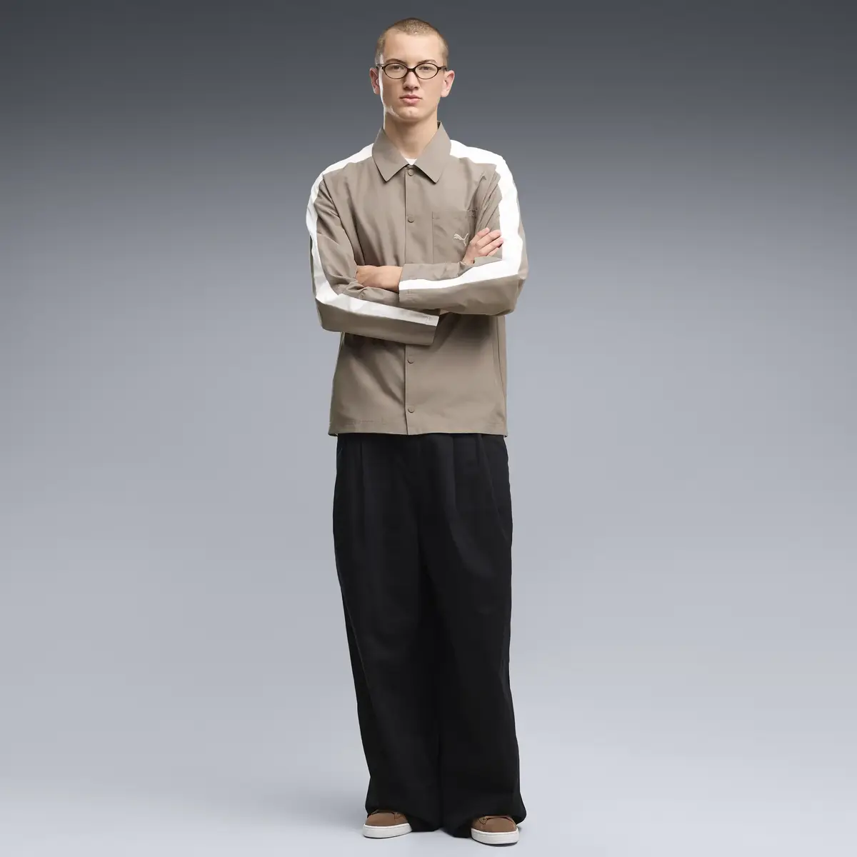 PUMA T7 Relaxed Woven Overshirt Bej Erkek Gömlek