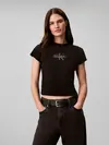Calvin Klein SS SLIM FIT BABY MON, UB1 Siyah Kadın T-Shirt