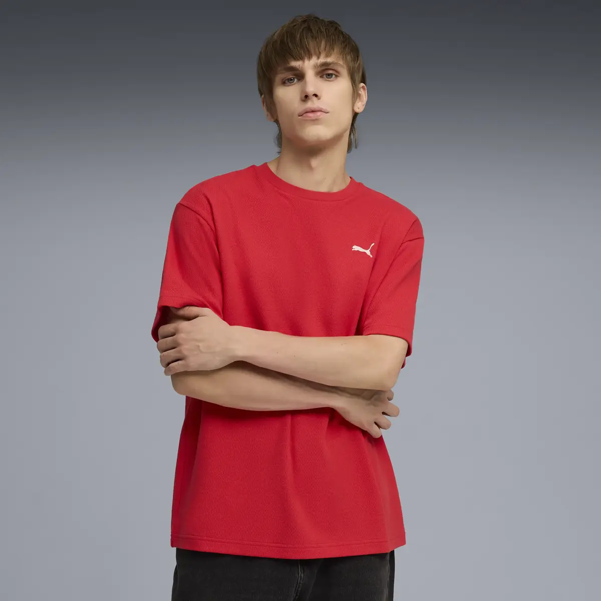 Puma ESS ELEVATED Relaxed Tee Kırmızı Erkek T-Shirt & Polo