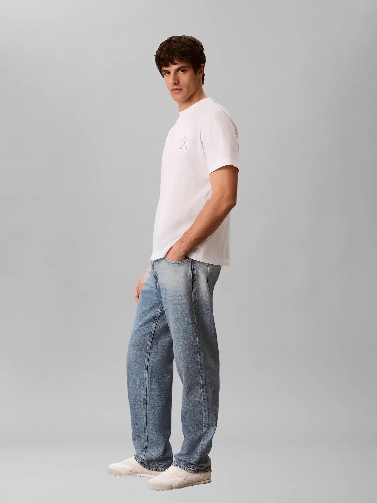 Calvin Klein SS 30S JERSEY EASY Beyaz Erkek Tişört