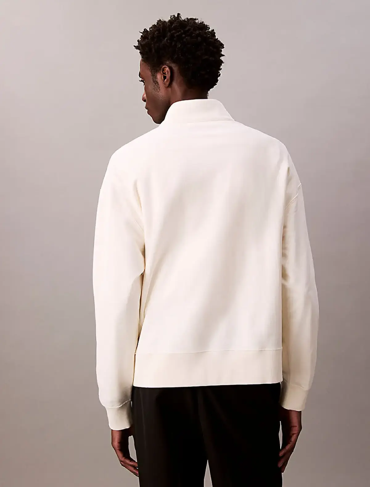 Calvin Klein PREMIUM TERRY CHAIN STITCH QTR Z Bej Erkek Sweatshirt Calvin Klein PREMIUM TERRY CHAIN STITCH QTR Z Bej Erkek Sweatshirt