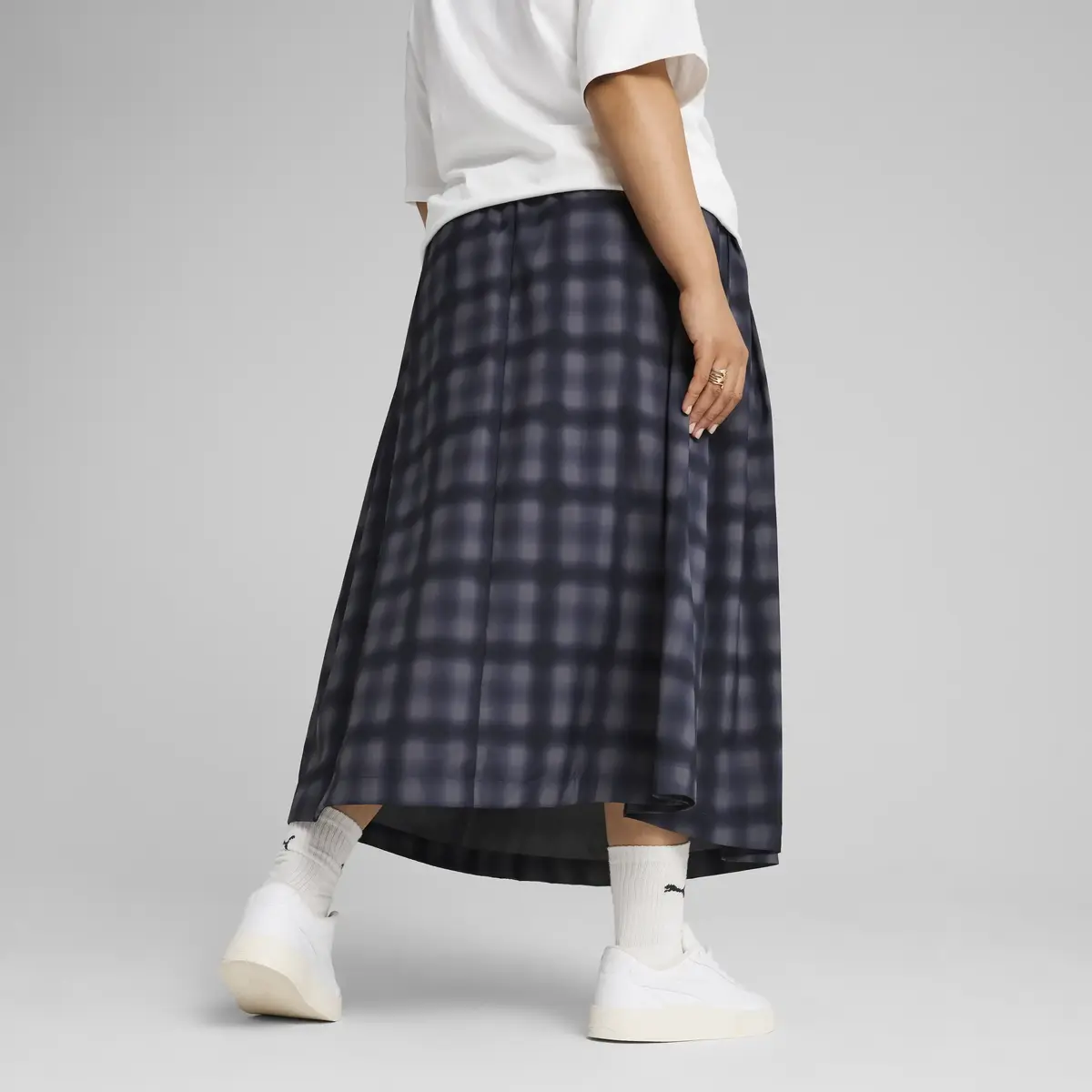 PUMA WARDROBE ESS Midi AOP Skirt Lacivert Kadın Etek