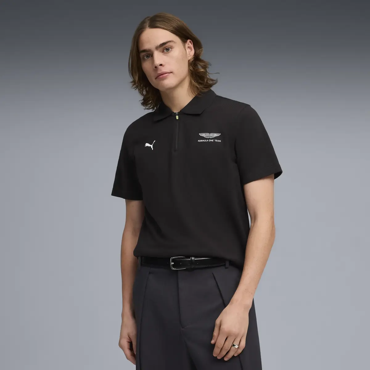 Puma AMF1 Jacquard Polo (Regular) Siyah Erkek T-Shirt
