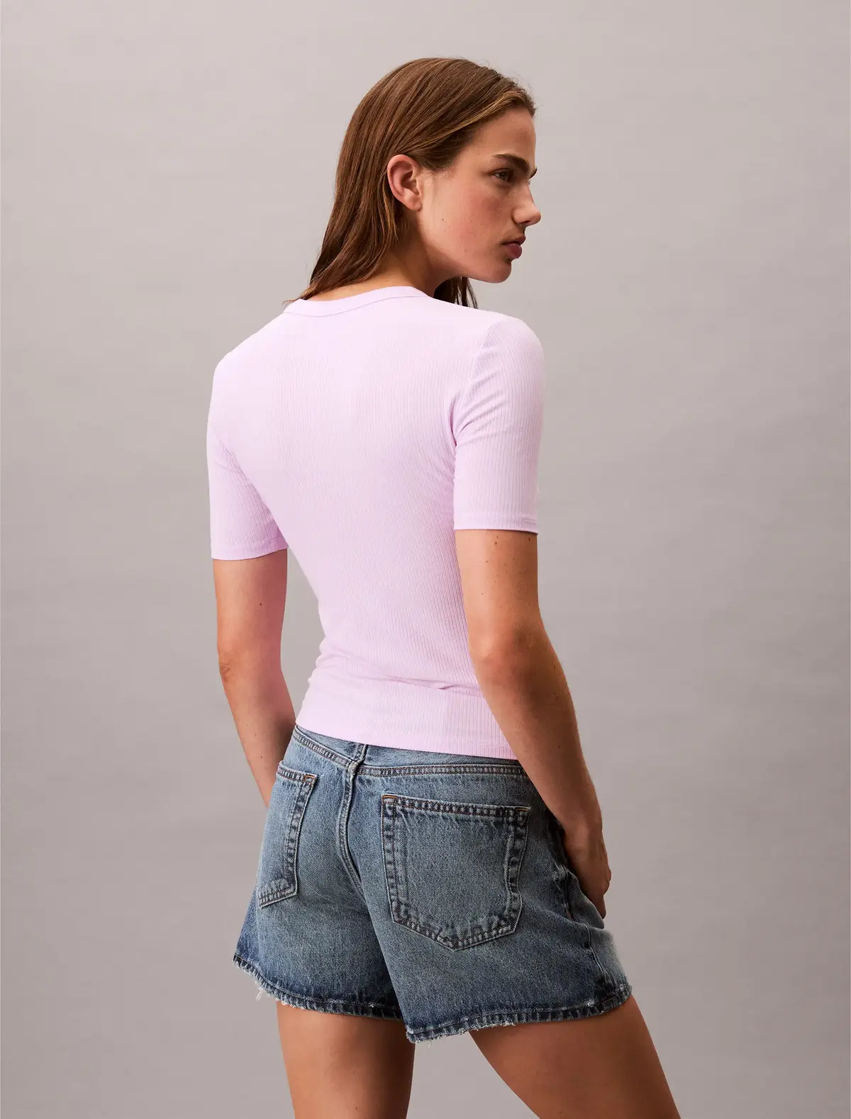 Calvin Klein A- Modal Rib Tee Pembe Kadın Tişört