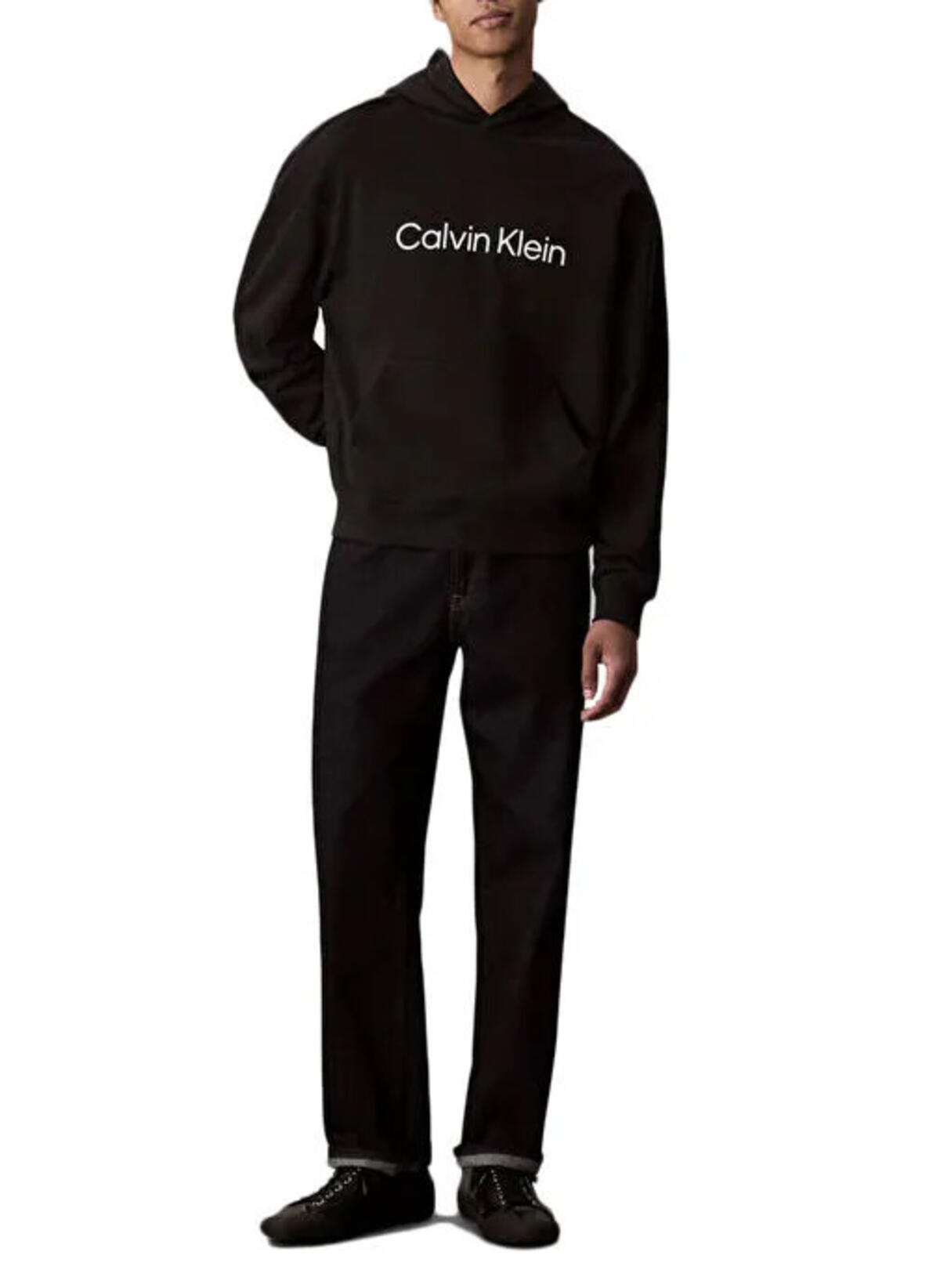 Calvin Klein LS EU STD LOGO 350TE, UB1 Erkek Siyah Hoodie