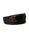 Calvin Klein ROUND CK BUCKLE 30MM Siyah Deri Logo Tokalı Kemer