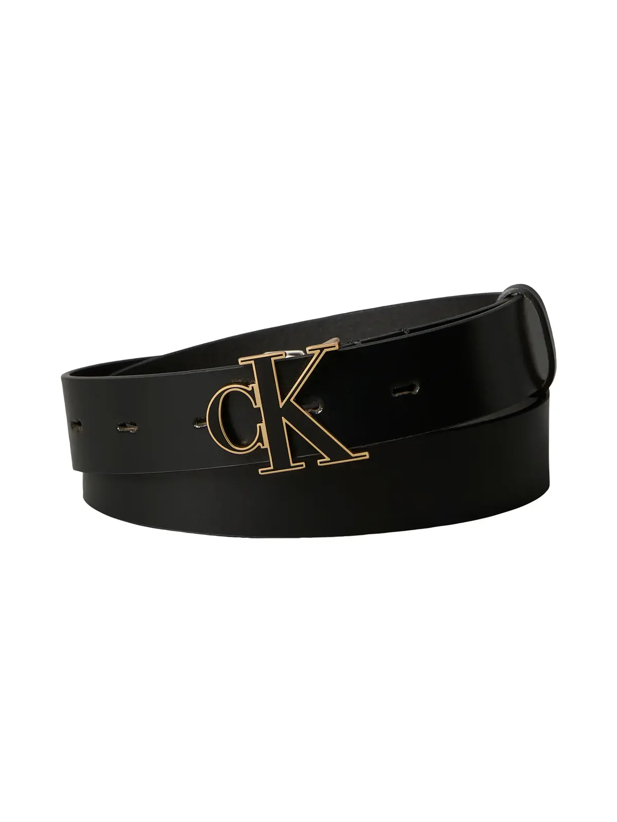 Calvin Klein ROUND CK BUCKLE 30MM Siyah Deri Logo Tokalı Kemer