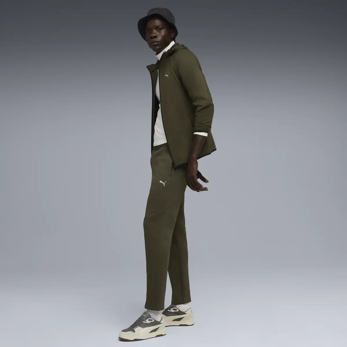 PUMA EVOSTRIPE FZ Hoodie DK Erkek Yeşil Fermuarlı Hoodie