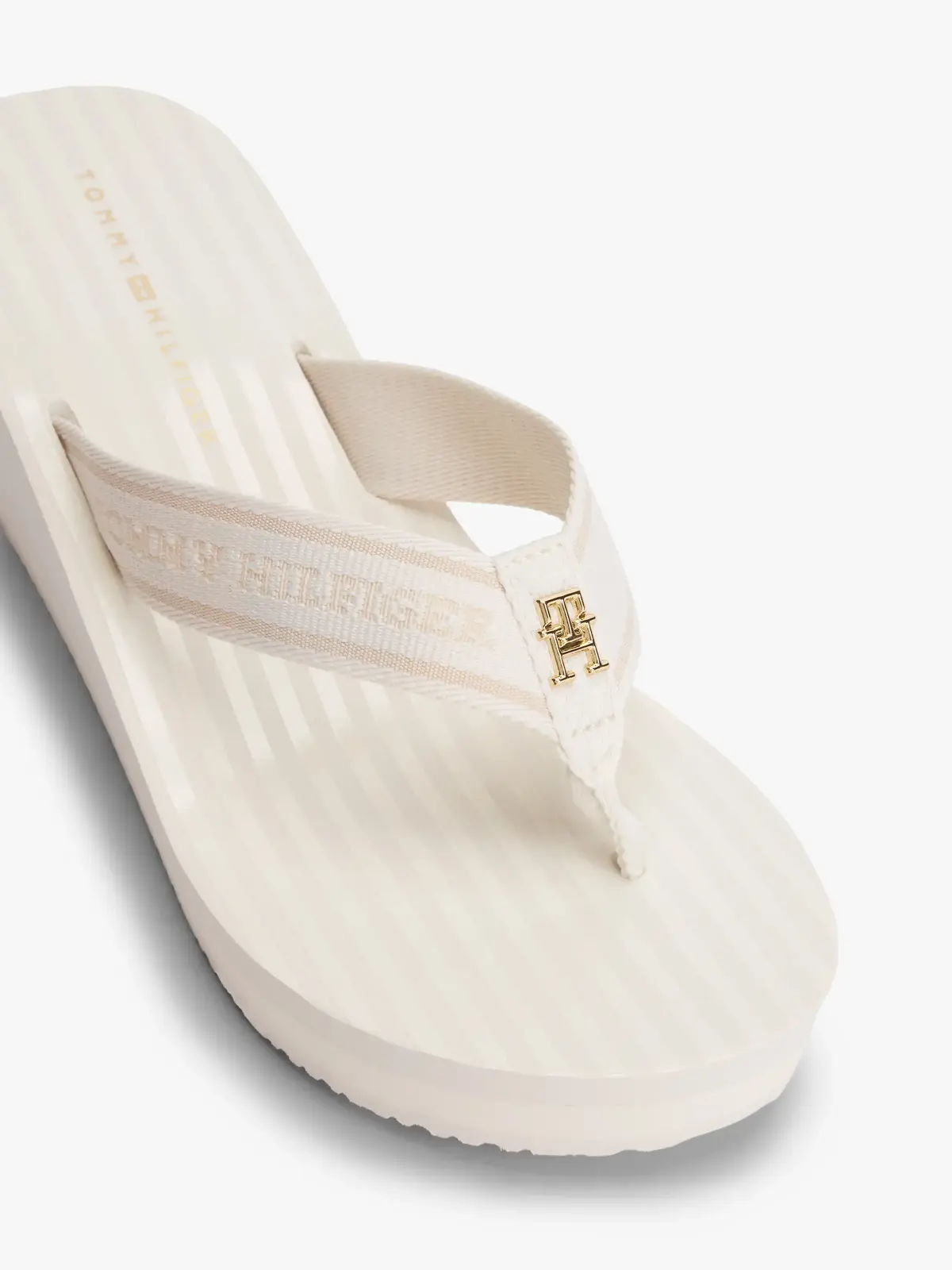 Tommy Hilfiger TH STRIPES WEDGE BEA, YBI Krem Kadın Terlik