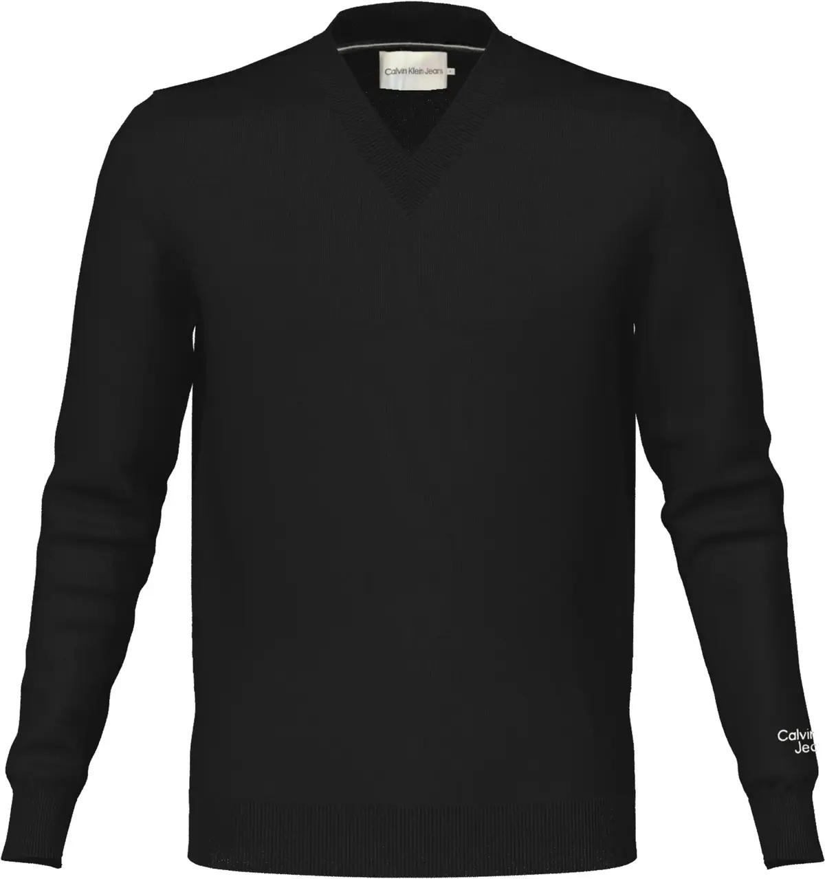 Calvin Klein STACKED LOGO V-NECK Erkek Siyah Kazak