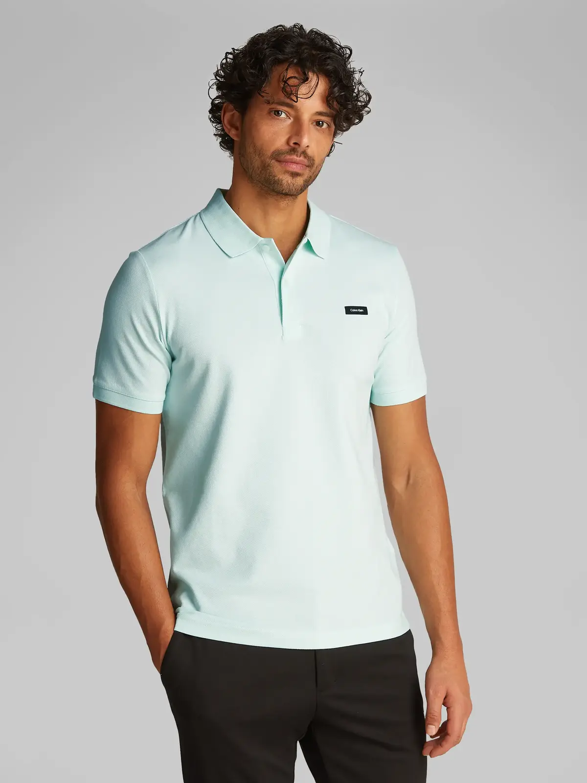 Calvin Klein STRETCH PIQUE SLIM Yeşil Erkek Tişört