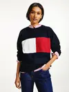 Tommy Hilfiger ORG CO REGULAR FLAG Kadın Siyah Kazak