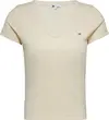Tommy Hilfiger TJW SLIM ESSENTIAL R, ACG Krem Kadın T-Shirt & Polo