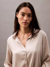 Calvin Klein L/S TOP BUTTONDOWN, PEA Kadın Krem Pijama Üstü