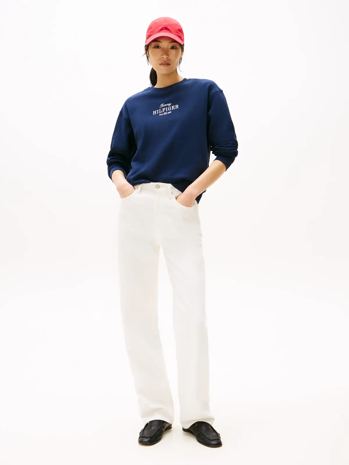 Tommy Hilfiger REG HILFIGER SWEATSH, C1G Lacivert Kadın Sweatshirt