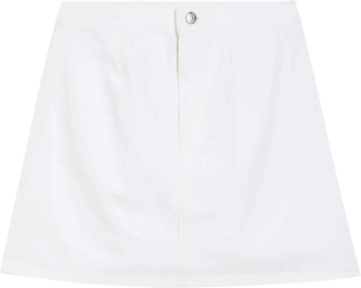 Calvin Klein MINI DENIM SKIRT, 1AA Beyaz Kadın Elbise-Etek