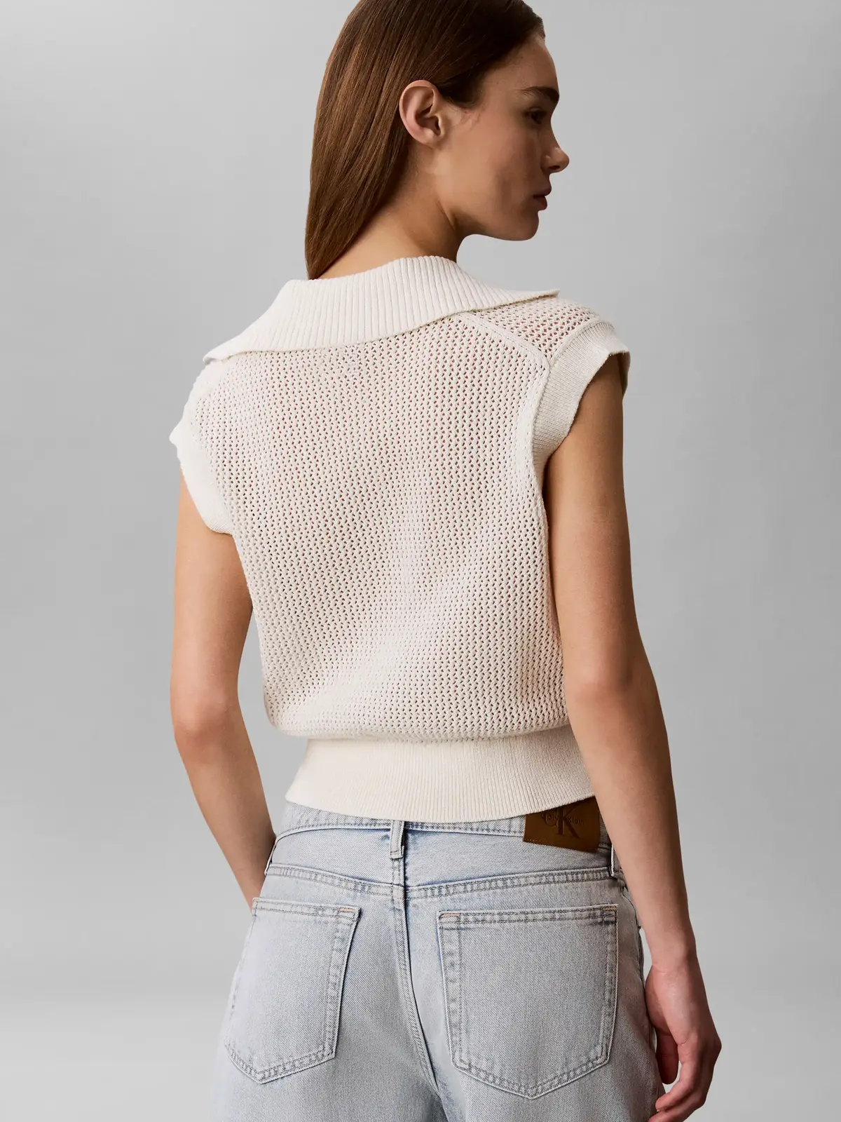 CROCHET CROPPED VEST, YAS