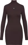 Calvin Klein LS WOVEN LABEL 2X2 RIB MINI DRES Kadın Kahverengi Elbise
