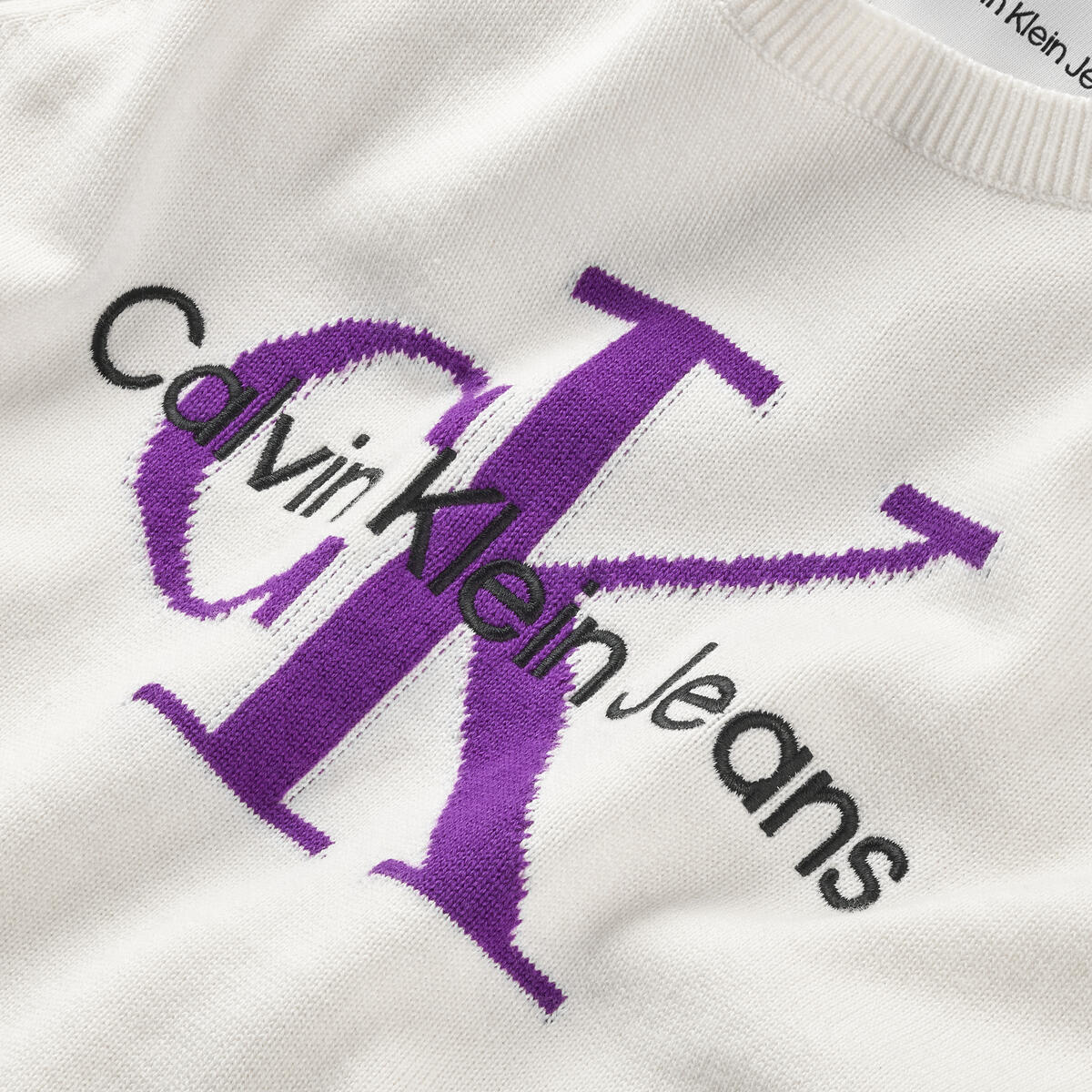 Calvin Klein MONOGRAM SS SWEATER Kadın Beyaz Kazak