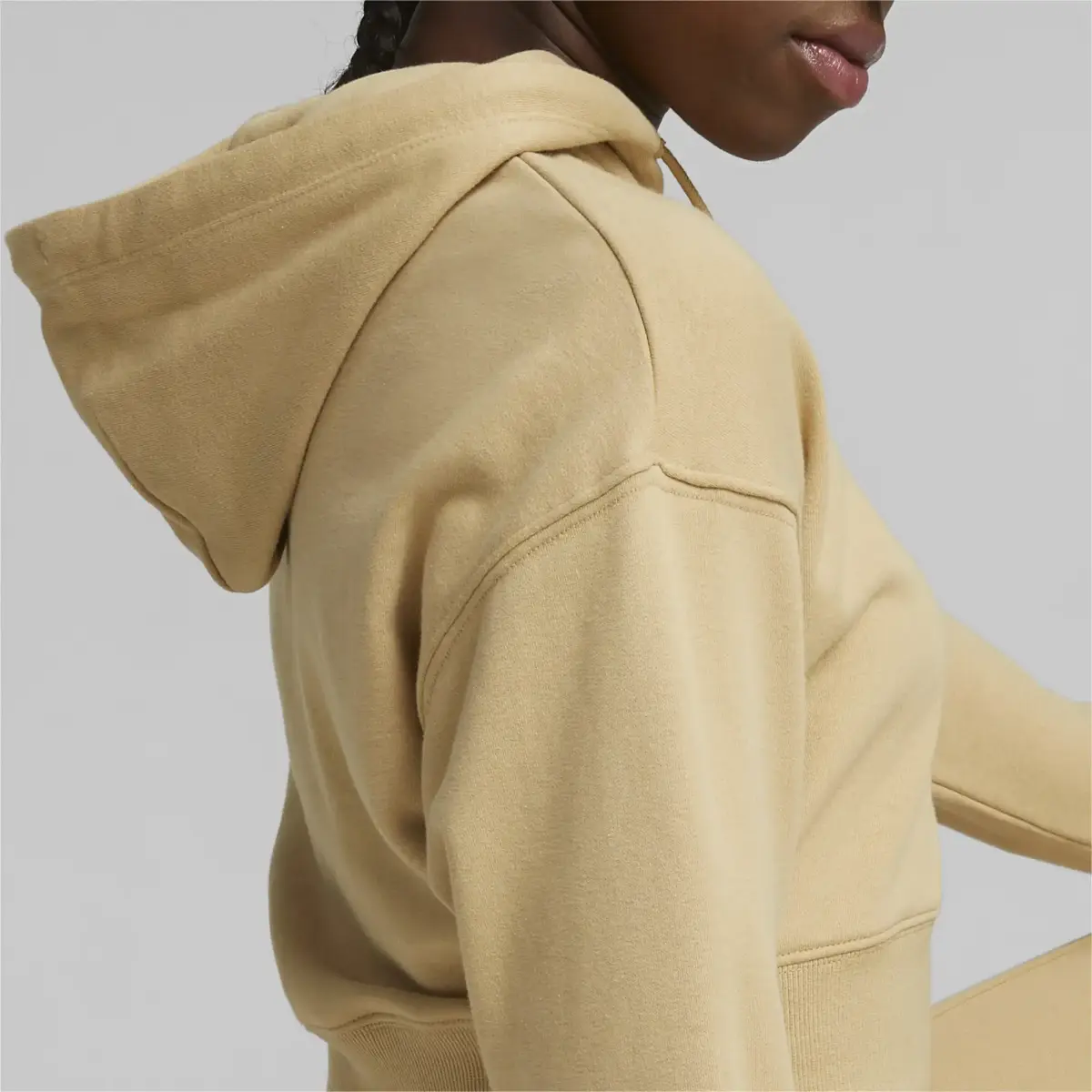 Puma CLASSICS Cropped Hoodie Bej Kadın Sweatshirt