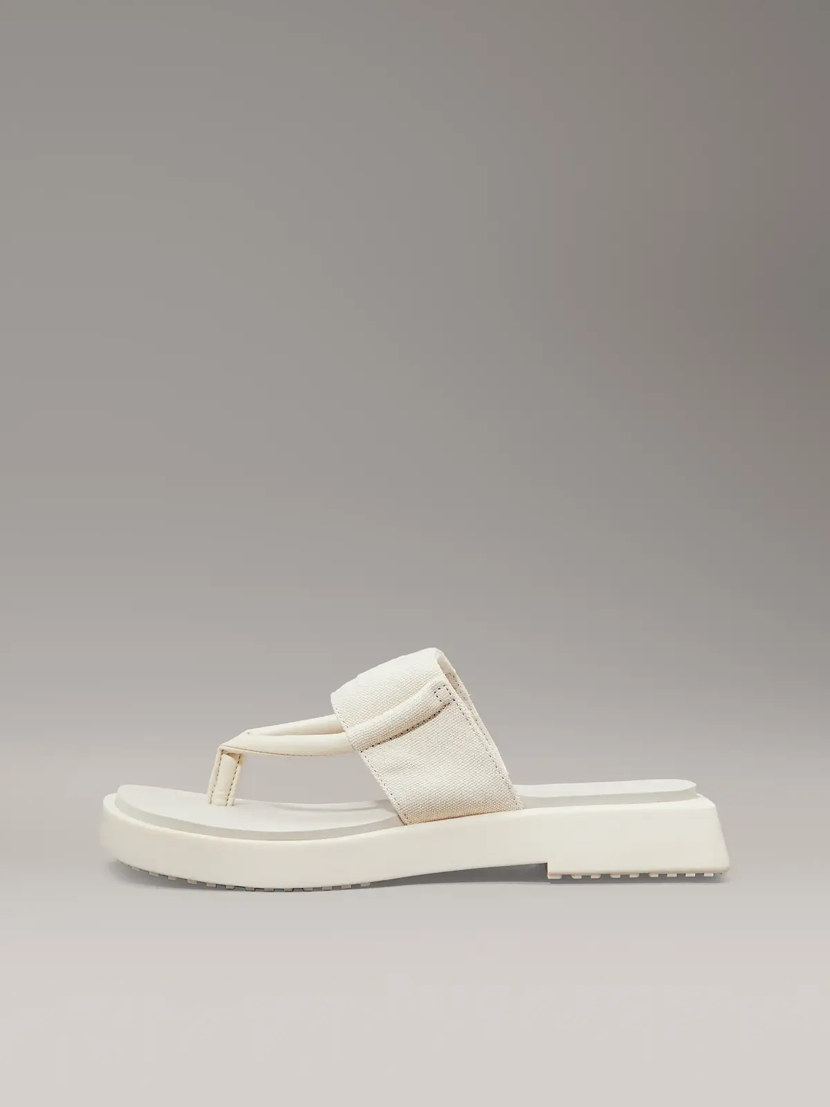 Calvin Klein SQ LOW WEDGE SANDAL, AEO Krem Kadın Terlik