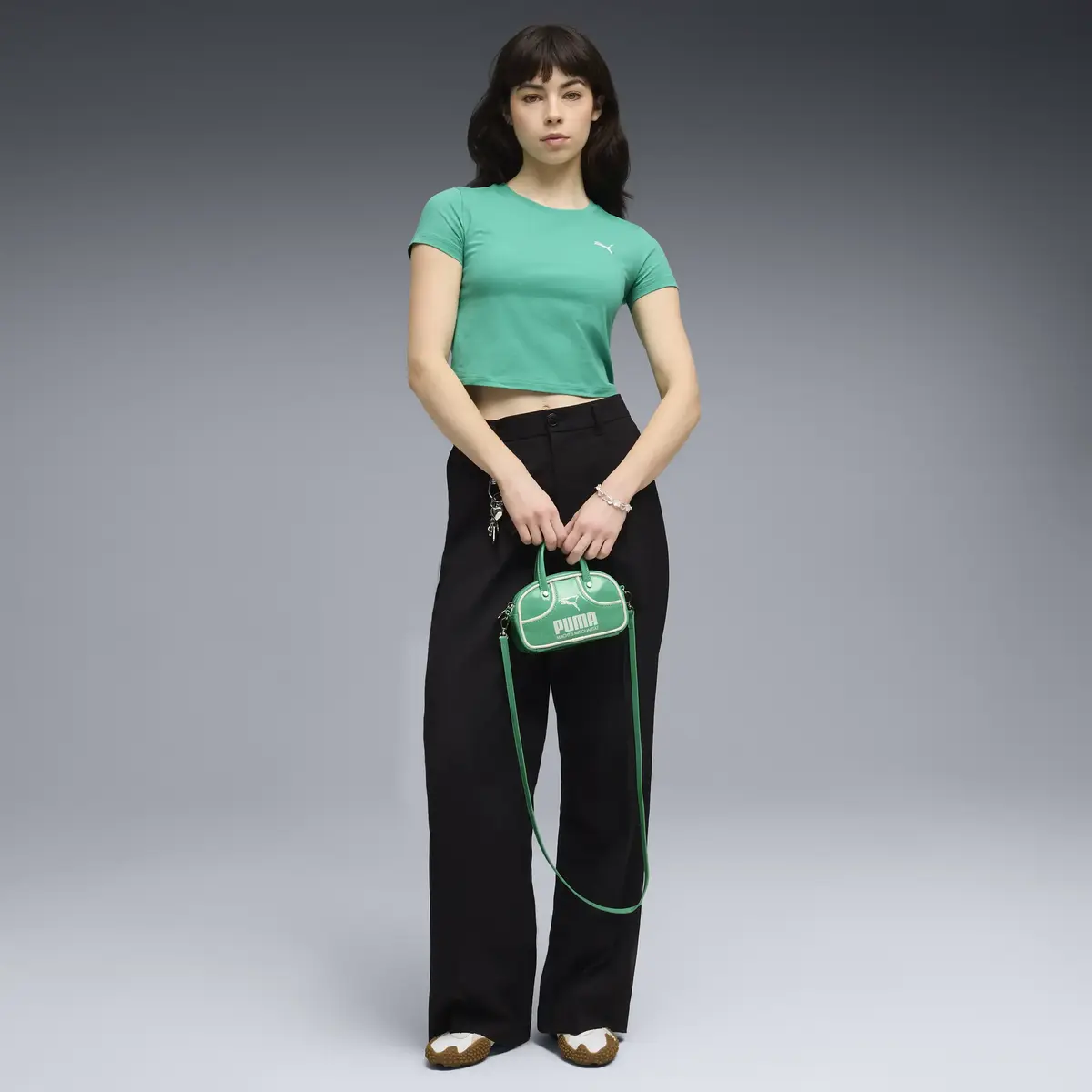 Puma WARDROBE ESS Baby Tee Yeşil Kadın T-Shirt