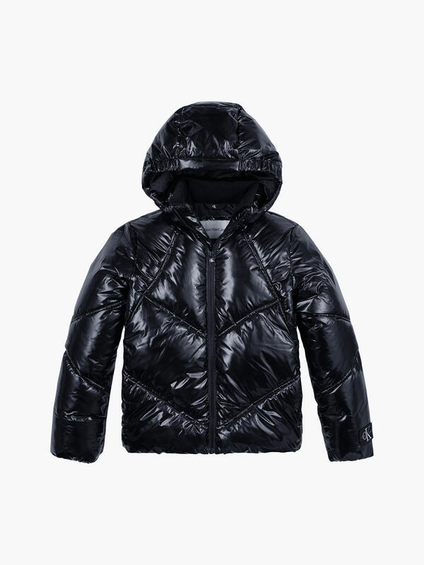 Calvin Klein GLOSSY CUT SEAMS PUF Kadın Siyah Şişme Mont