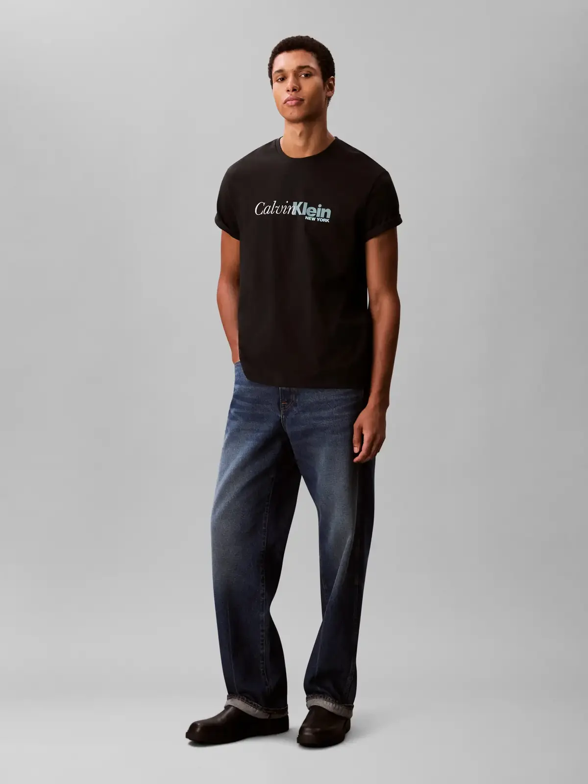 Calvin Klein SS 20S EU CALVIN CUR Siyah Erkek Tişört
