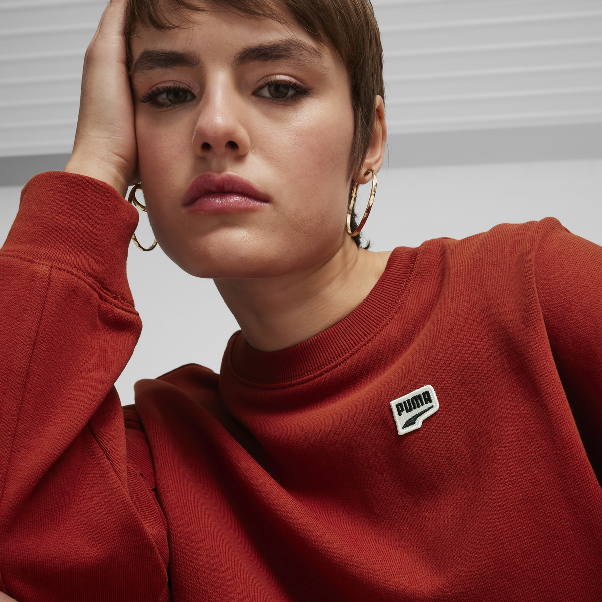 Puma DOWNTOWN RE:COLLECTION Crew Kırmızı Kadın Sweatshirt