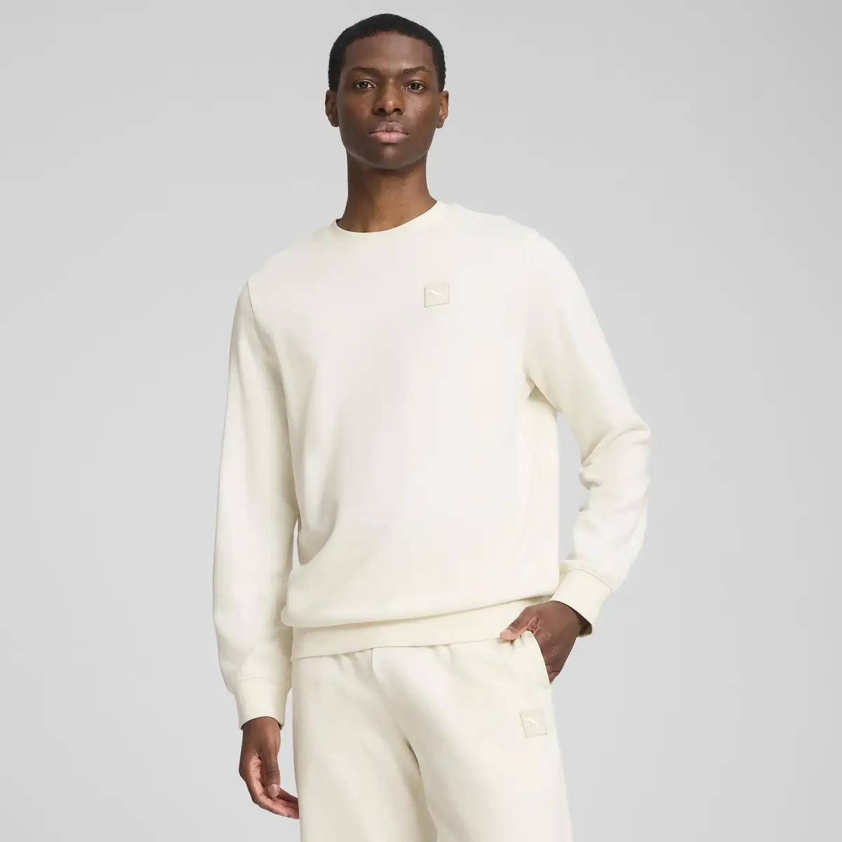 PUMA ESS ELEVATED Crew TR Bej Erkek Sweatshirt