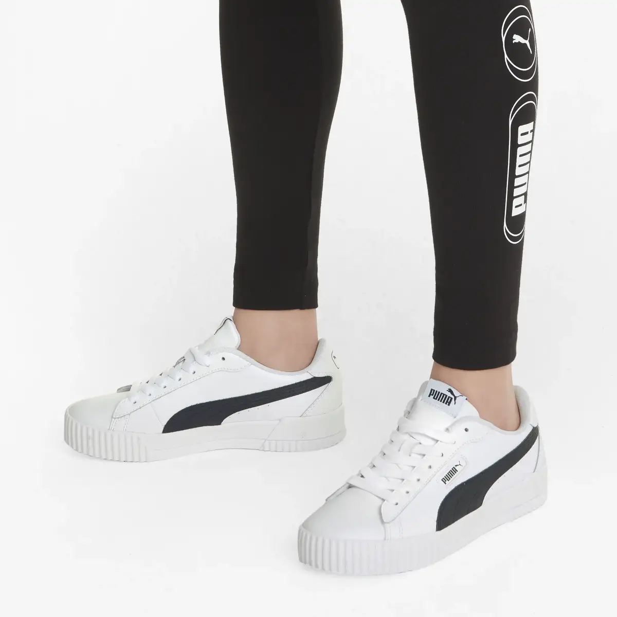 Puma Carina Crew Puma White-Puma Black Beyaz Kadın Günlük Spor Ayakkabı