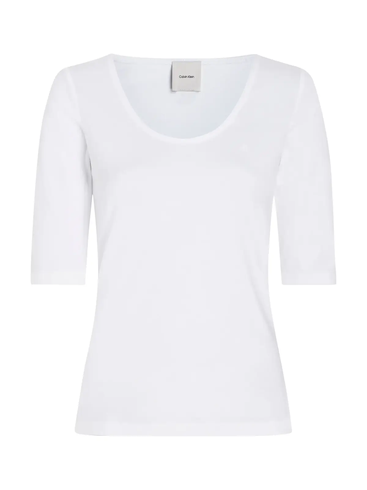 Calvin Klein LIQUID TOUCH SCOOP Beyaz Kadın Tişört