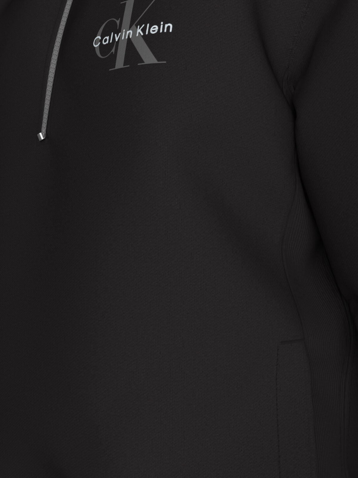 Calvin Klein LS EU 350TERRY MICRO MONOLOGO QT Siyah Erkek Sweatshirt