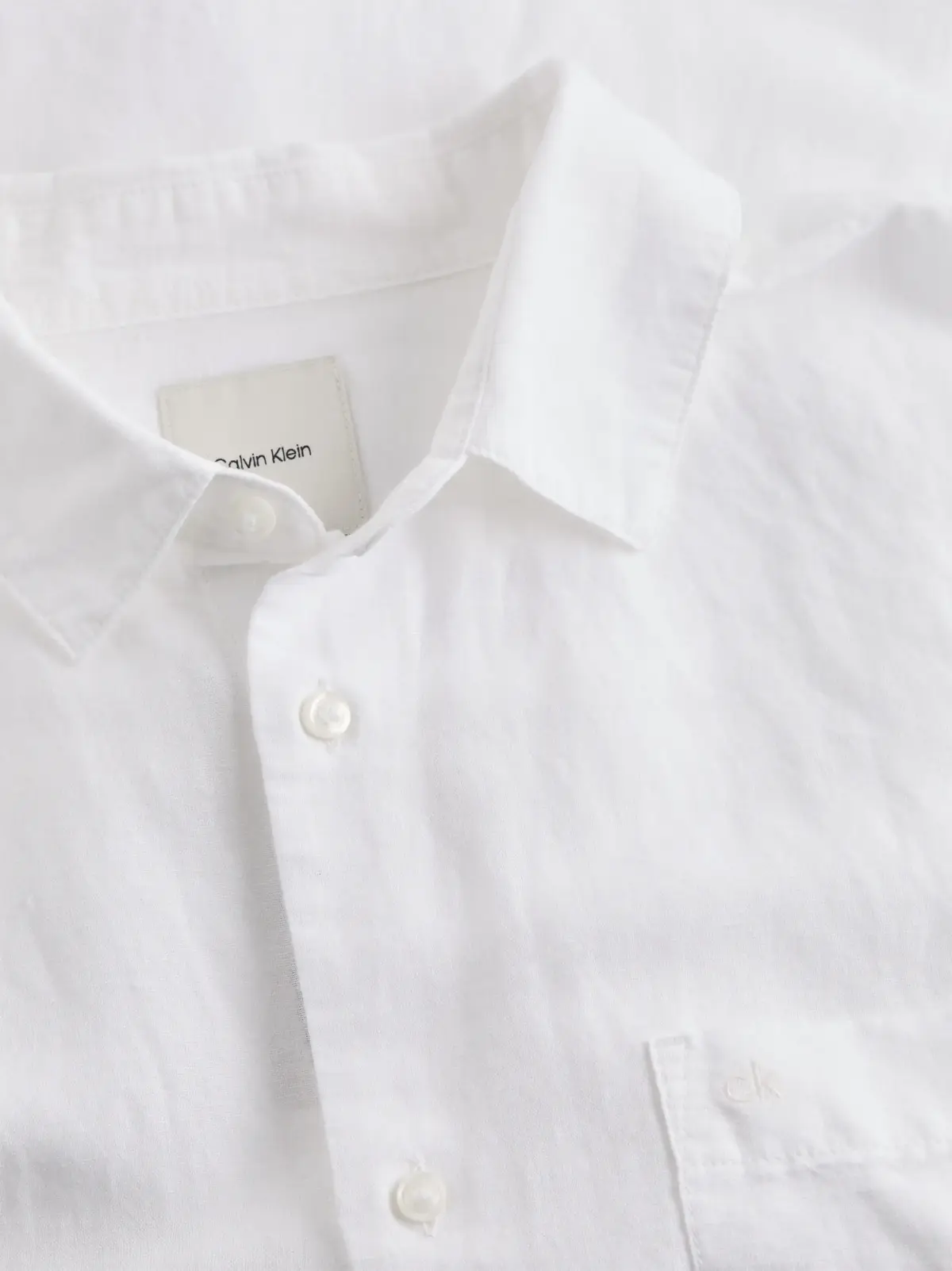 Calvin Klein LINEN COTTON REGULAR, YAA Beyaz Erkek Gömlek