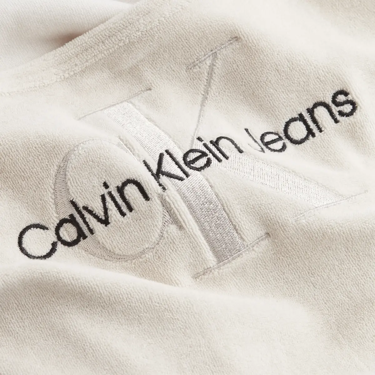 Calvin Klein MONOGRAM TOWELLING S Kadın Krem T-Shirt