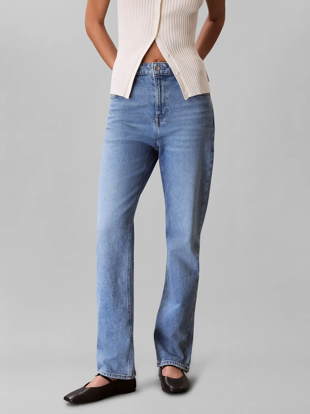 Calvin Klein HIGH RISE STRAIGHT NASSAU Mavi Kadın Jeans