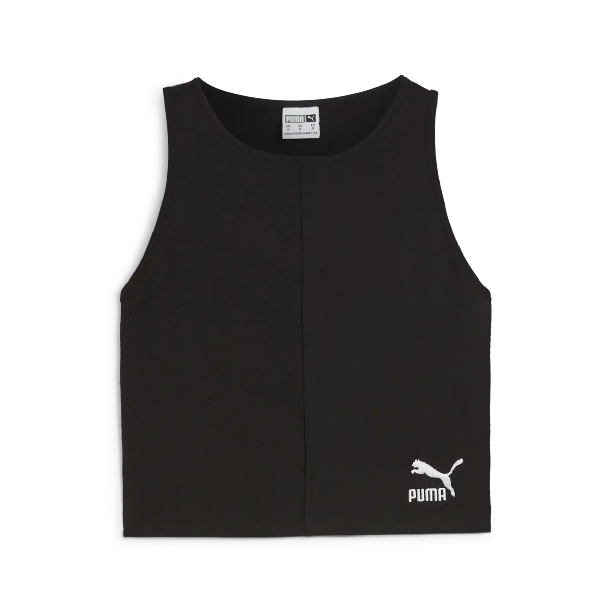 Puma CLASSICS Ribbed Crop Top Kadın Siyah Cop T-Shirt