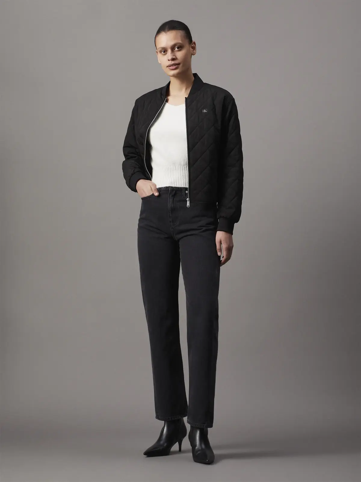 Calvin Klein HIGH RISE STRAIGHT Kadın Siyah Kot Pantolon