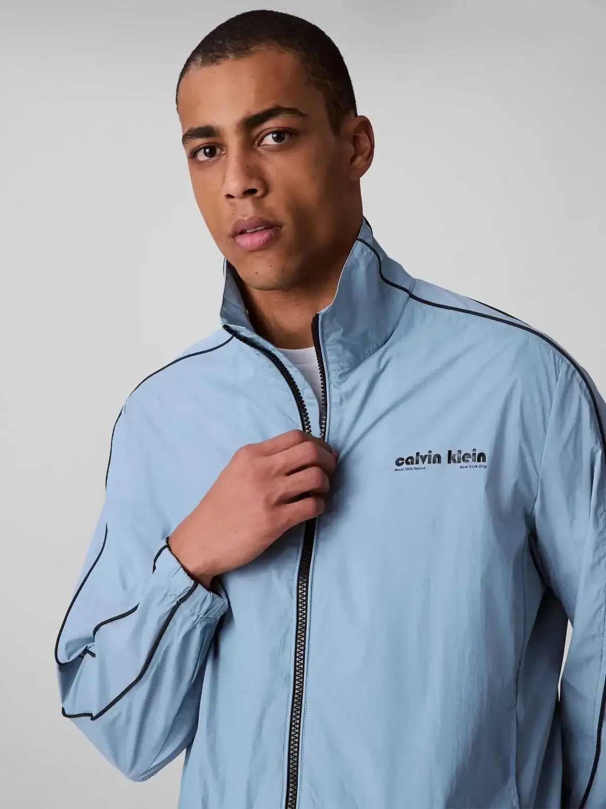 Calvin Klein LS CRINKLE STAND COLLAR TRACK JA Mavi Erkek Ceket