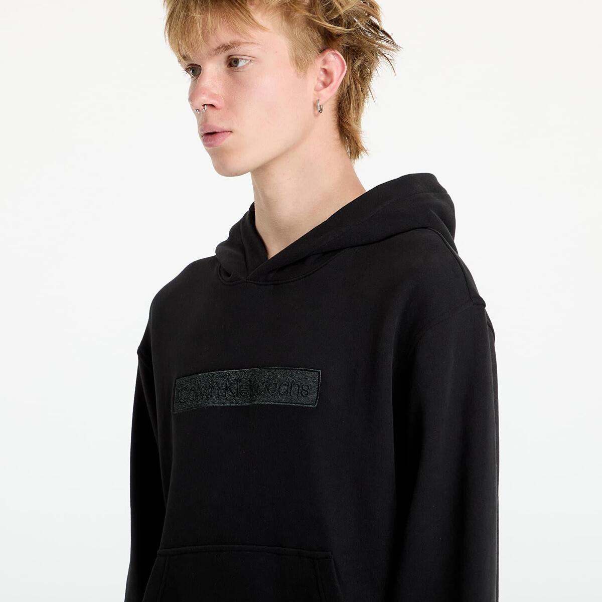 Calvin Klein EMBROIDERED BOX HOOD, BEH Siyah Erkek Hoodie