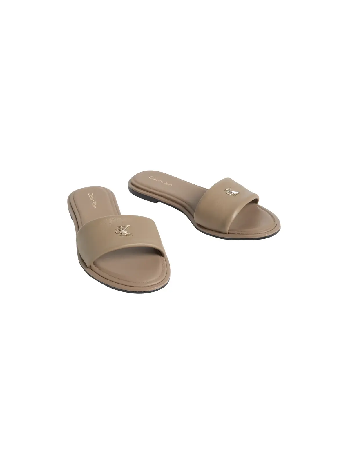 Calvin Klein ROUND FLAT SNDL LTH Kahverengi Kadın Deri Terlik