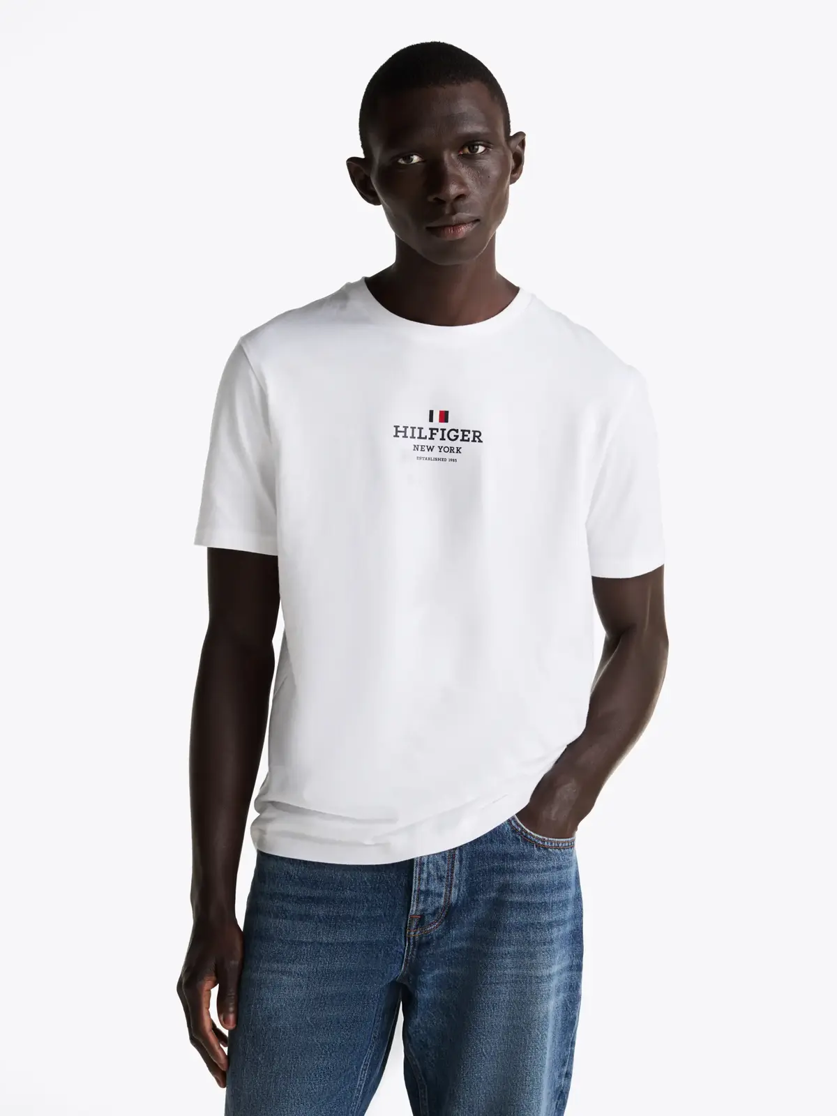 Tommy Hilfiger RWB HILFIGER TEE Erkek Beyaz T-Shirt