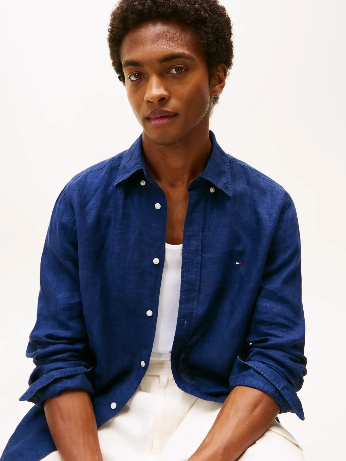 Tommy Hilfiger PIGMENT DYED LI SOLI, DCC Lacivert Erkek Gömlek