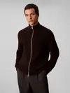 Calvin Klein LS FZ TEXTURE STITCH Kahverengi Erkek Fermuarlı Kazak