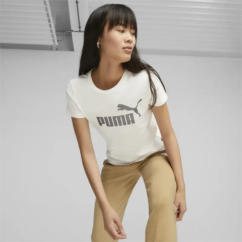 Puma ESS+ Metallic Logo Tee Beyaz Kadın T-Shirt