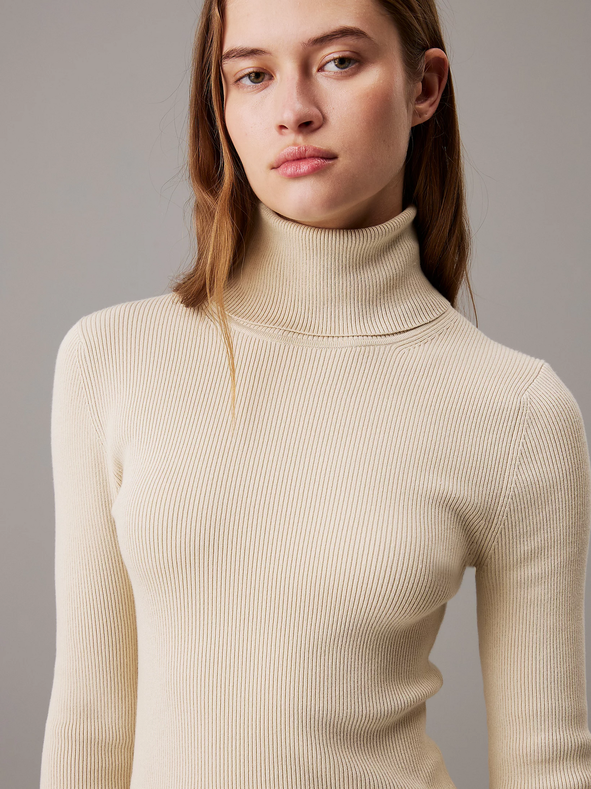 Calvin Klein WOVEN LABEL TIGHT SW, PD7 Bej Kadın Elbise