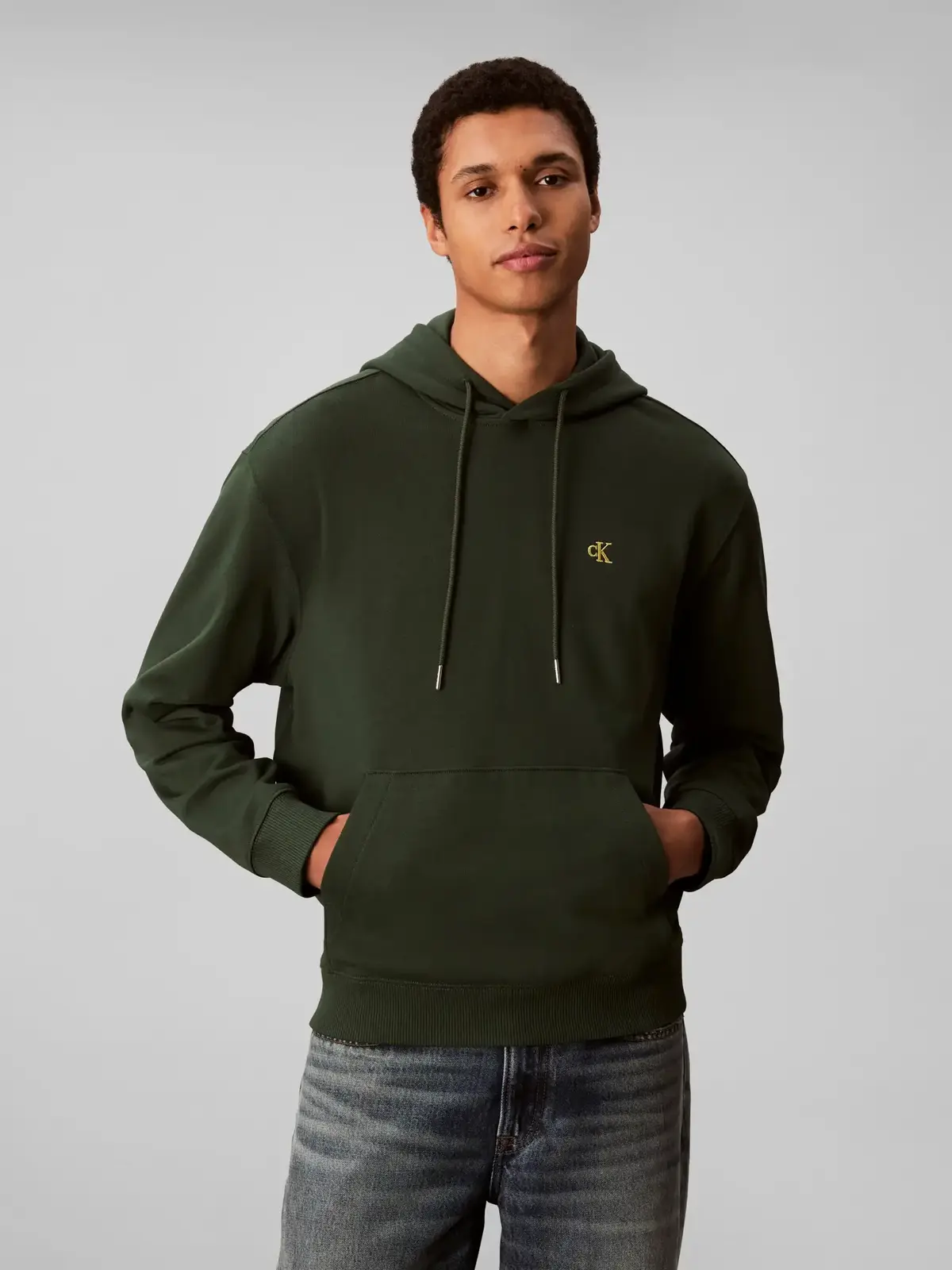 Calvin Klein LS EU 350TERRY MONOG, LLG Yeşil Erkek Hoodie