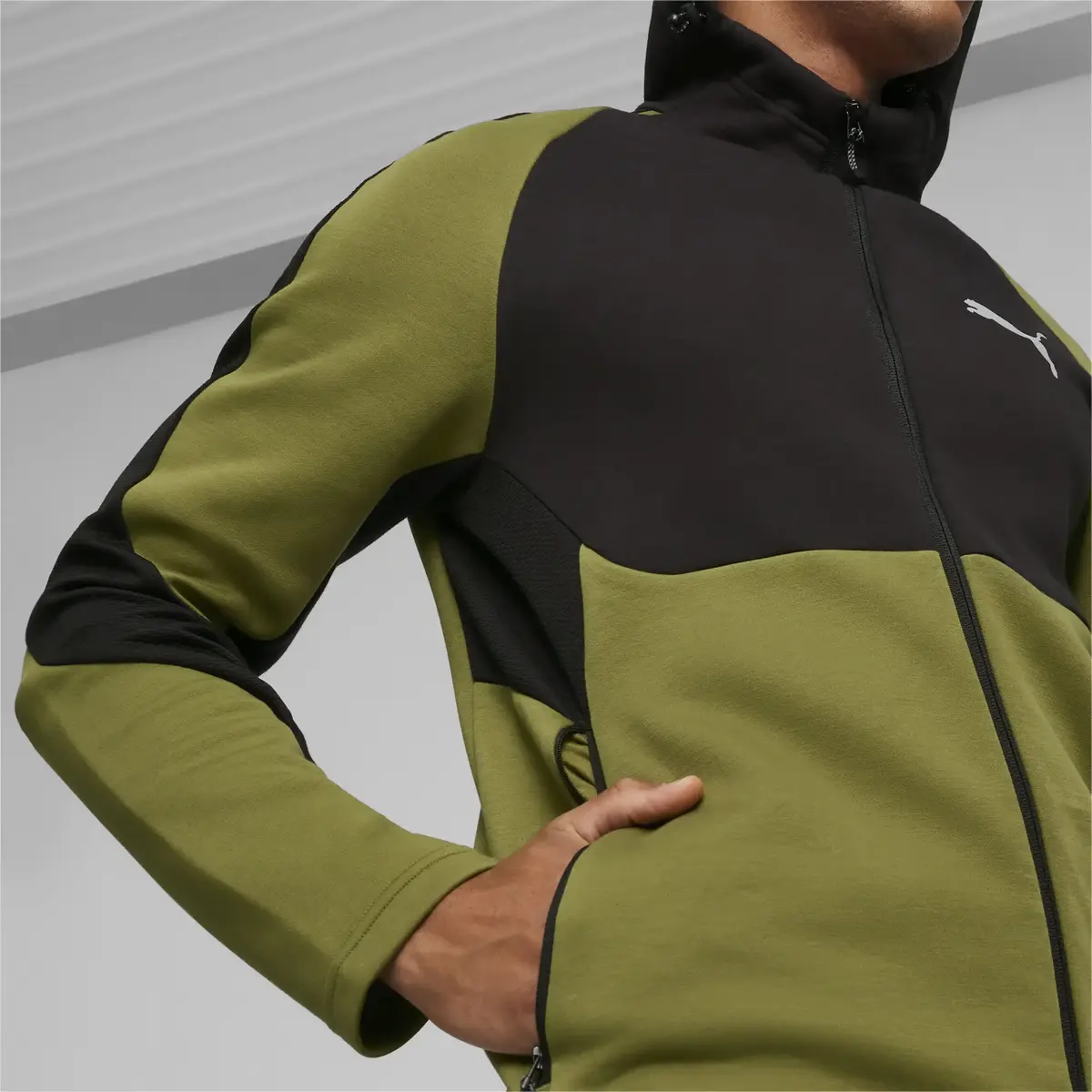 Puma EVOSTRIPE Full-Zip Hoodie DK Yeşil Erkek Sweatshirt