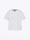 Tommy Hilfiger AOP WAVING FLAG TEE, 0K4 Beyaz Erkek Çocuk  T-Shirt & Polo